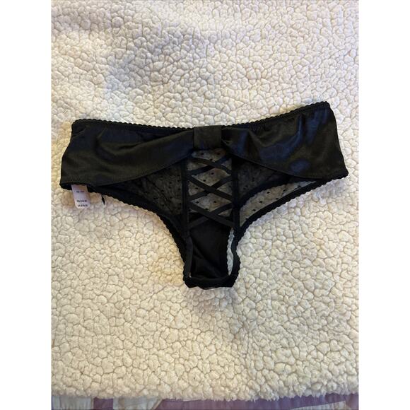 Victoria’s Secret Very Sexy Open Back Lace up Cheeky Panty XS Black - Picture 2 of 6